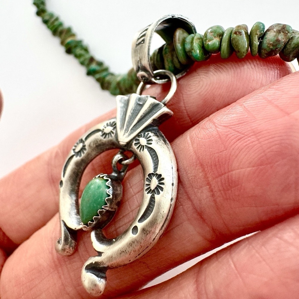 Navajo Naja Necklace Turquoise 17in Sterling Native American Layering Louise Joe - Picture 2 of 11